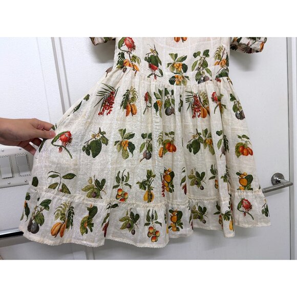 Agua Bendita Pomelo Frutas Mini Dress Linen White Fruit Floral Print XL - Picture 6 of 16